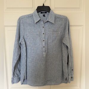 Chaps Blue & White Striped Button-Up Shirt